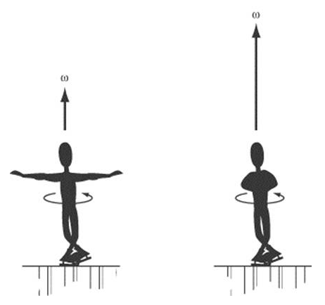 diagram of angular velocity with arm distance from center of mass.